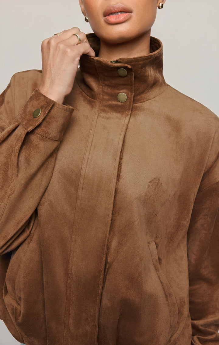Corin Bubble Hem Jacket-Saddle Suede