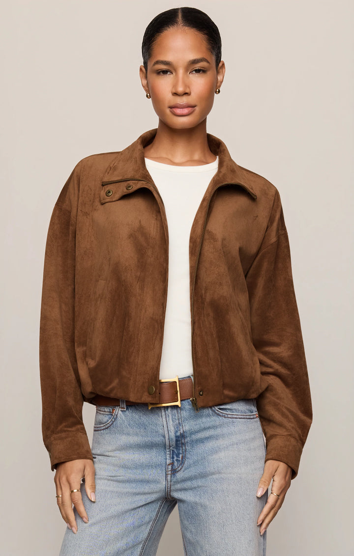 Corin Bubble Hem Jacket-Saddle Suede