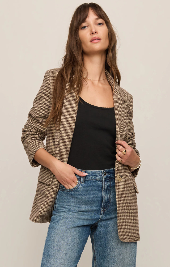 Evan Check Blazer-Dark Chocolate