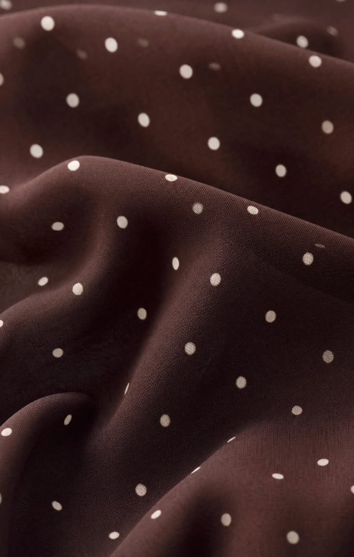 Eda Polka Dot Mesh Midi Skirt-Dark Chocolate