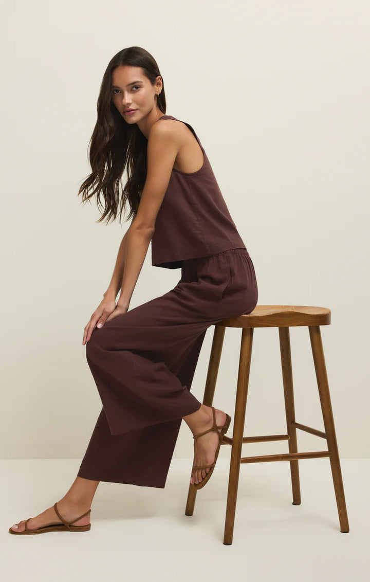 Scout Linen Pant-Chocolate Cherry