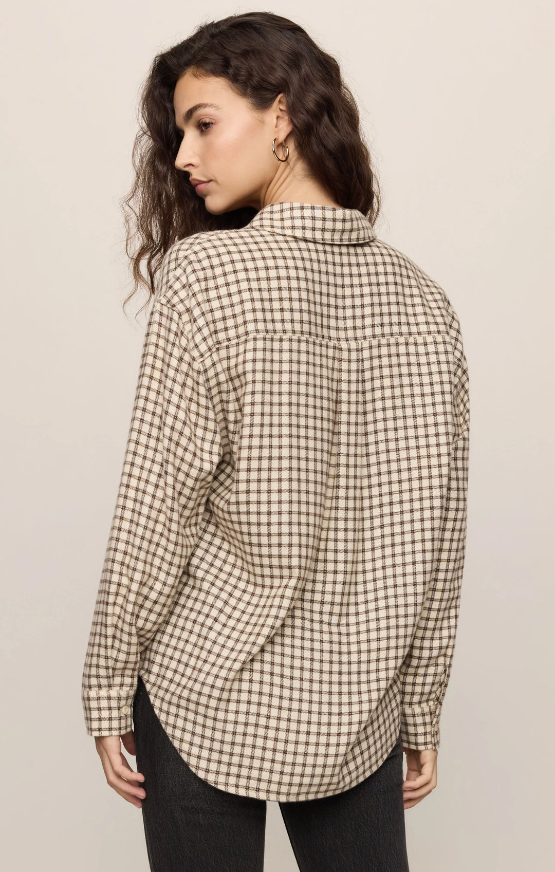 River Plaid Button Up-Dark Chocolate