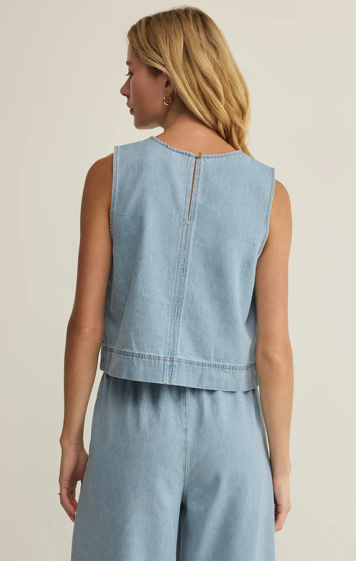 Sun Seeker Denim Tank-Coastal Water