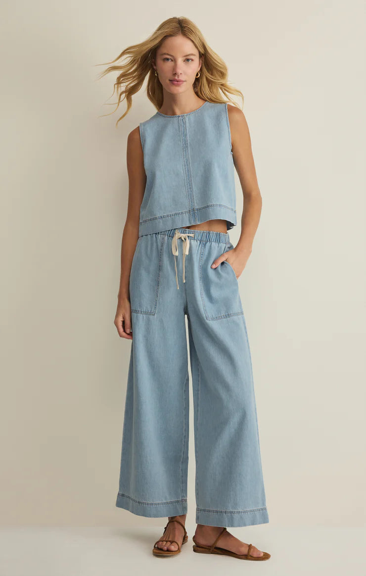 Sun Seeker Denim Tank-Coastal Water
