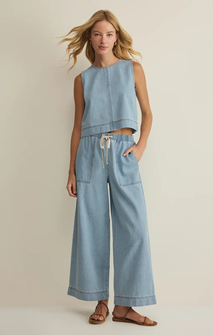 Sun Seeker Denim Tank-Coastal Water