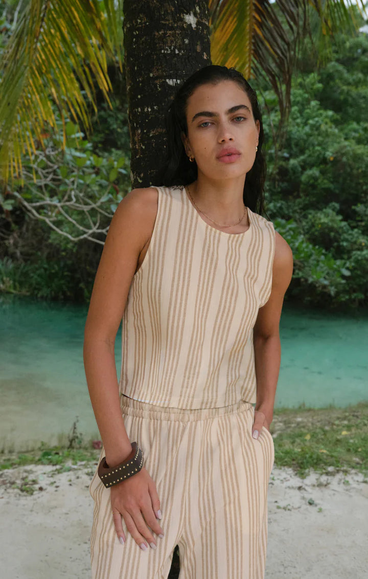 Sloane Knit Striped Top-Cloud