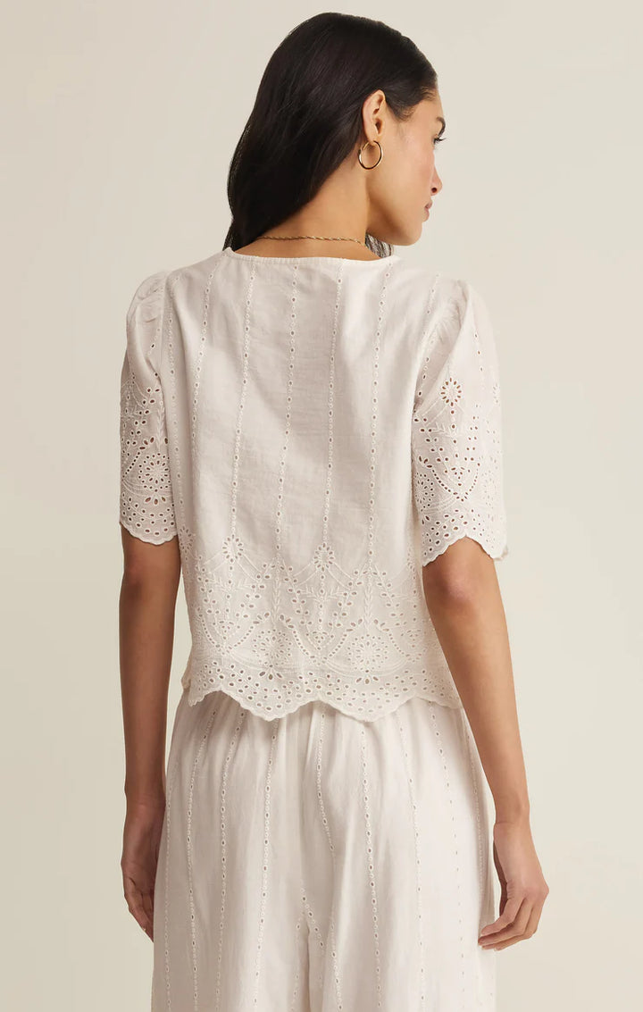 Oceanside Embroidered Top-White