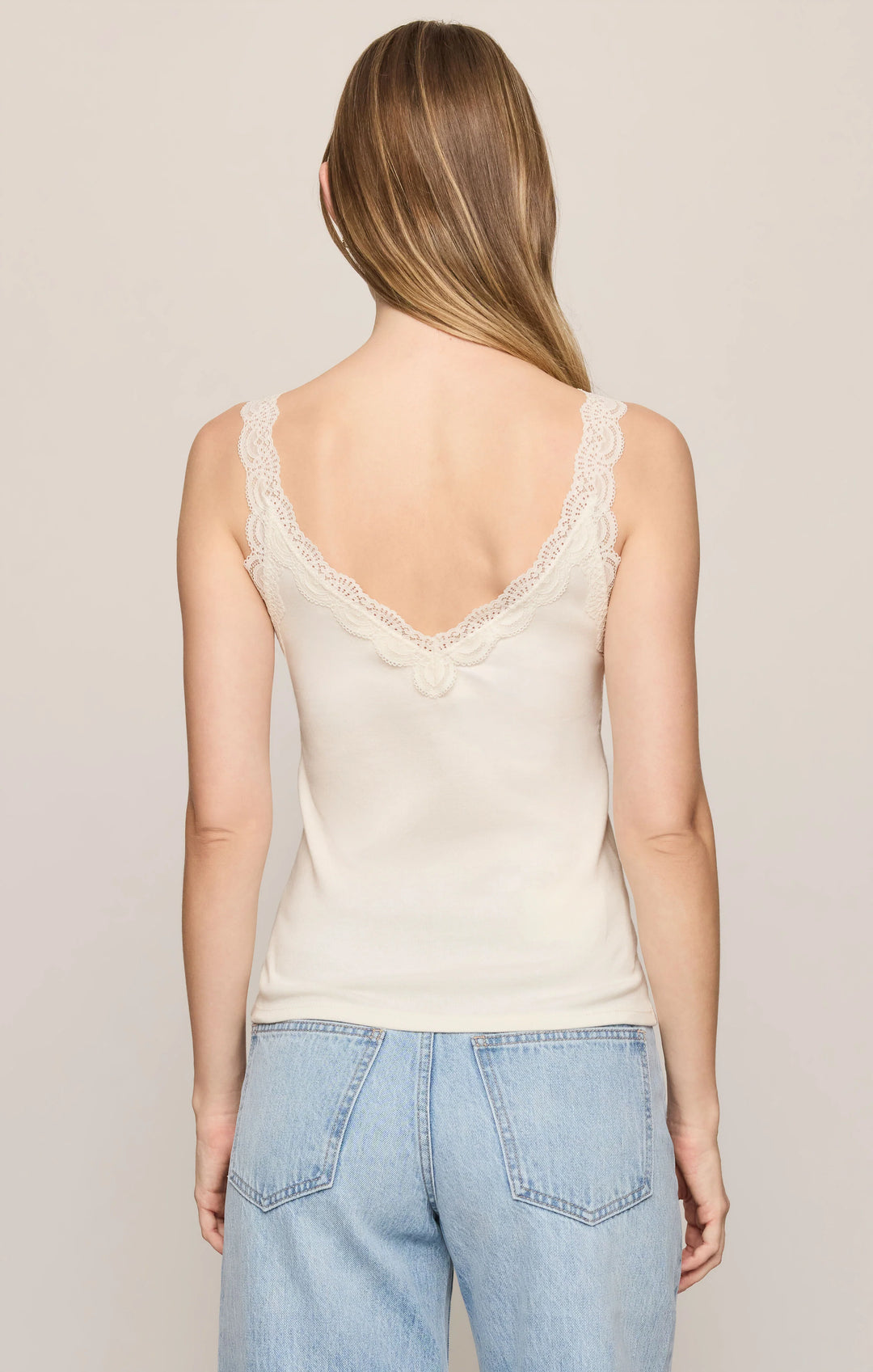 Eve Lace Tank-Sandstone