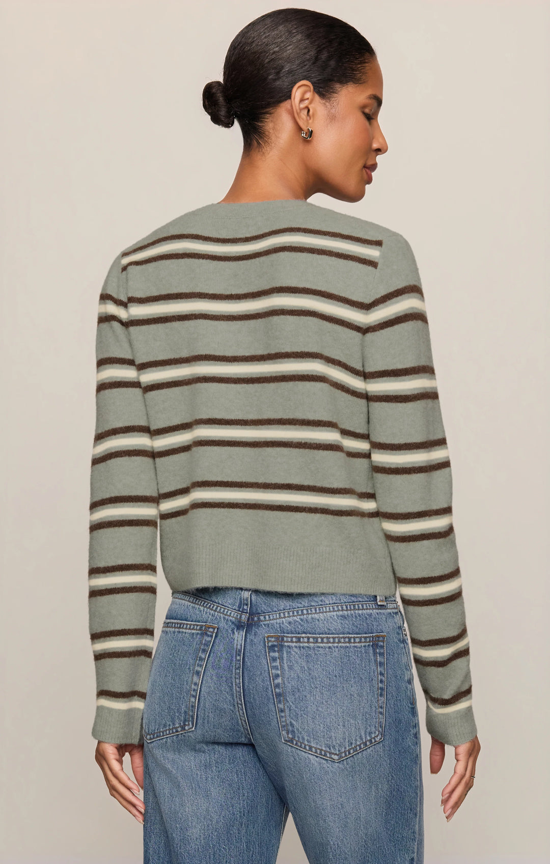 Medina Stripe Cardigan-Aqua Cloud