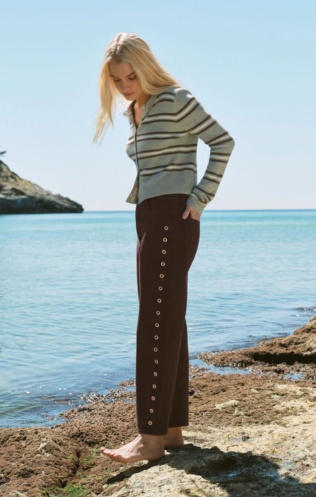 Medina Stripe Cardigan-Aqua Cloud