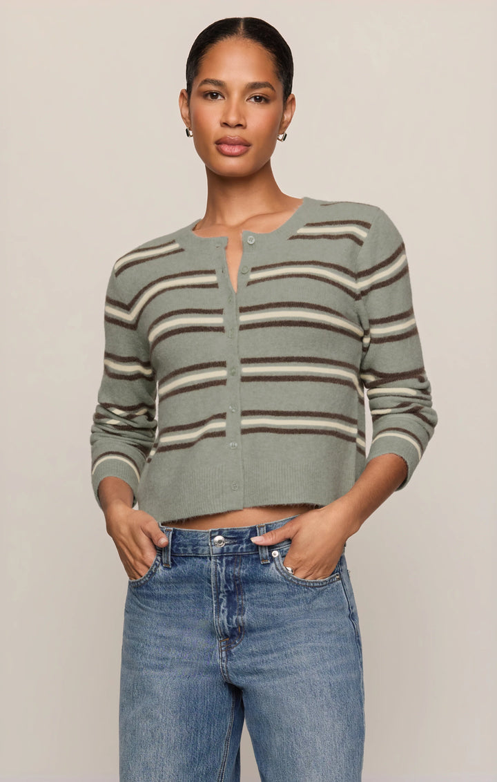 Medina Stripe Cardigan-Aqua Cloud
