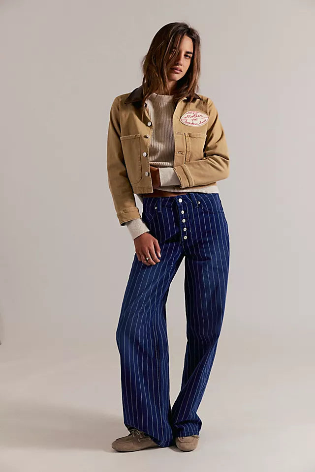 STRIPED NIA BF JEAN / INDIGO PINSTRIPE