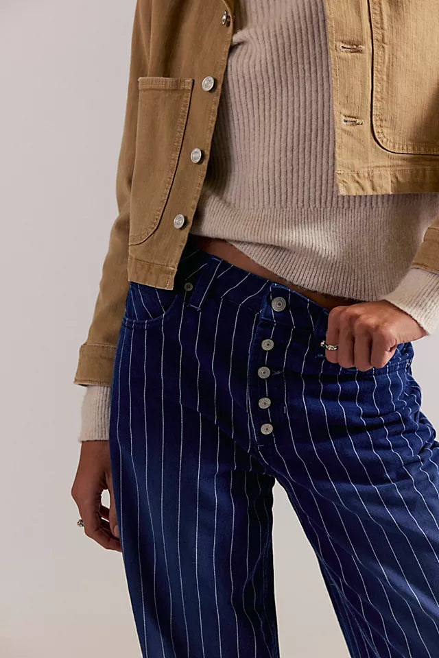 STRIPED NIA BF JEAN / INDIGO PINSTRIPE