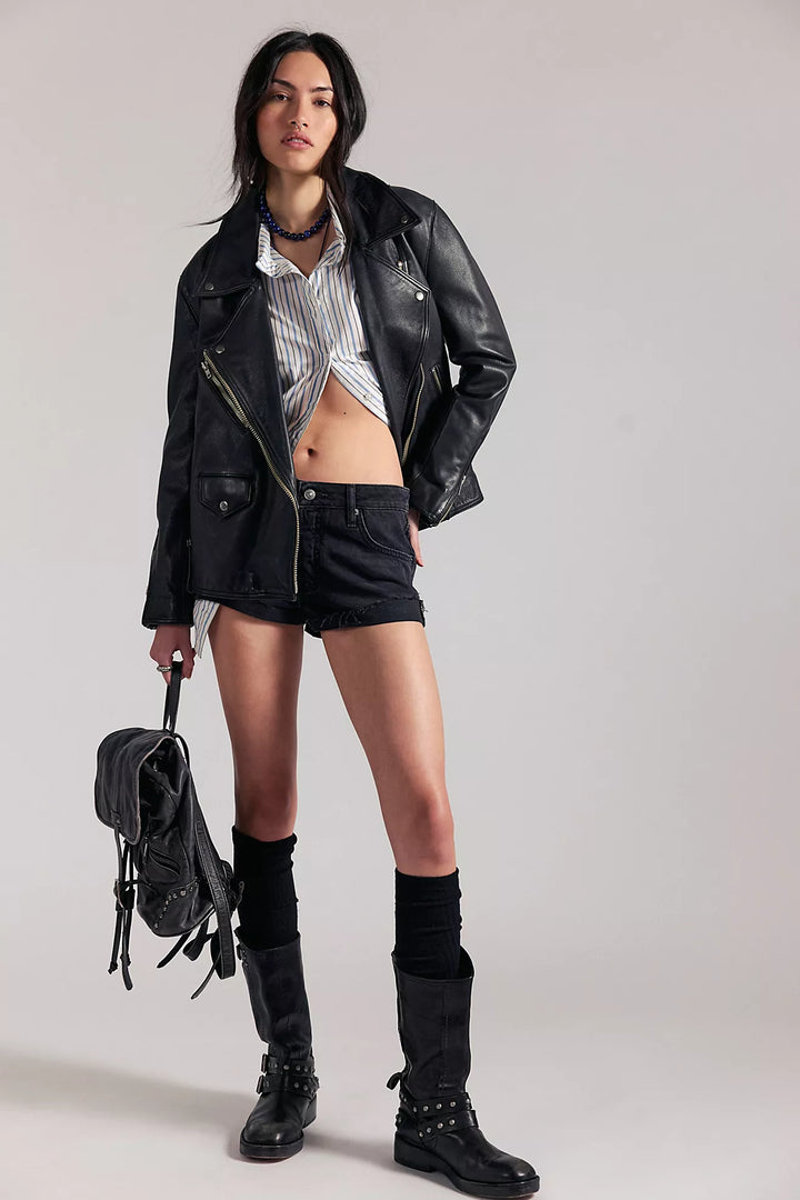 CALI CUFFED SHORTIE / WASHED BLACK