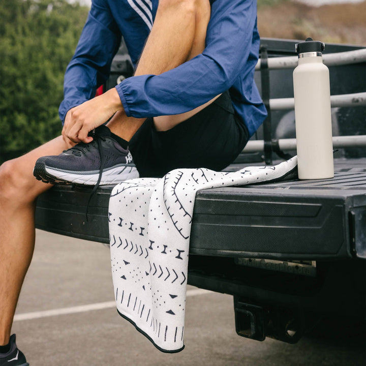Fitness Towel: Mud Cloth White