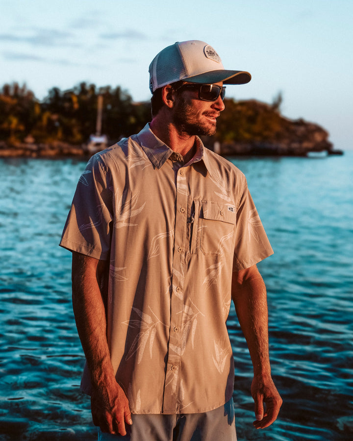 FLAGSHIP UV BUTTON UP-DARK KHAKI