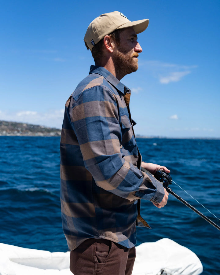 FATHOM LS TECH FLANNEL-NAVY/RUST
