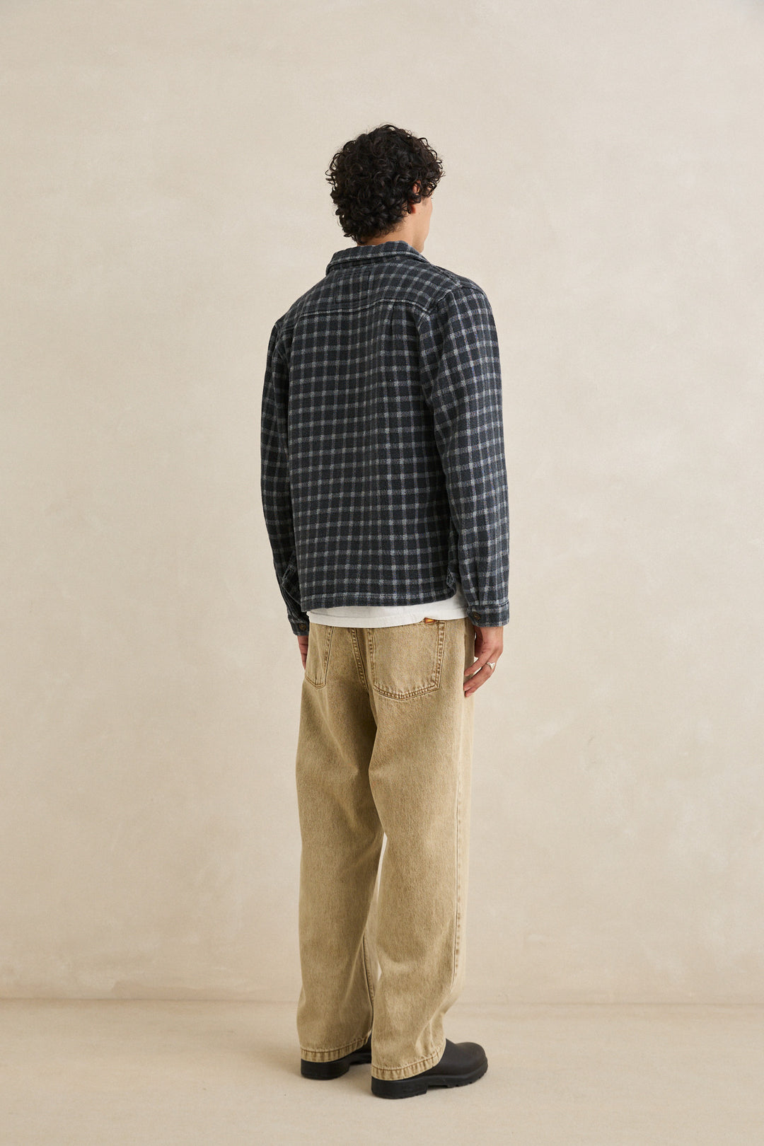 jacquard check ls shirt-charcoal