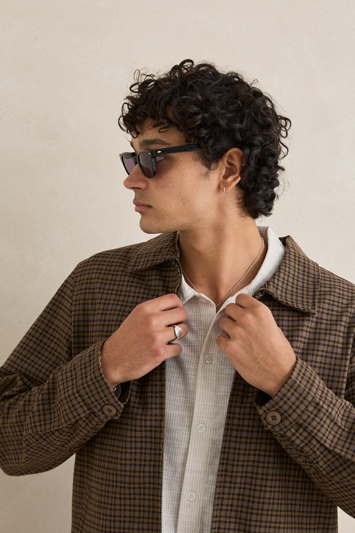 jordy check jacket-olive