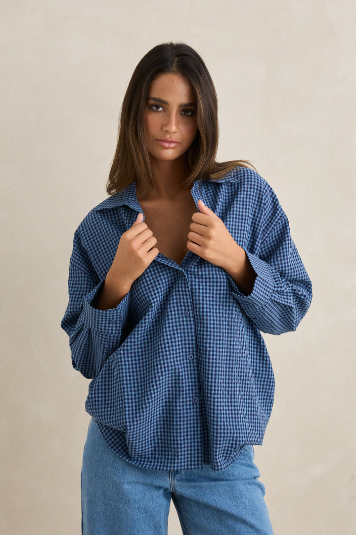 serene oversized long sleeve shirt-indigo