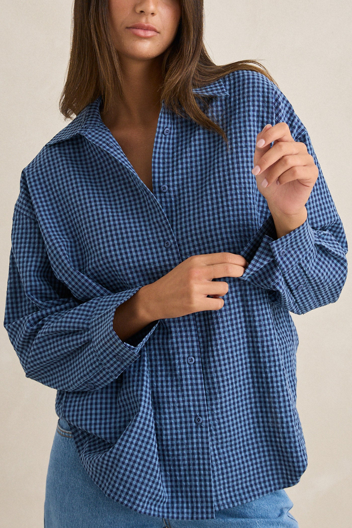 トップス DERES 6way sleeve shirt INDIGO serene oversized long sleeve shirt-indigo – Mountain Tide