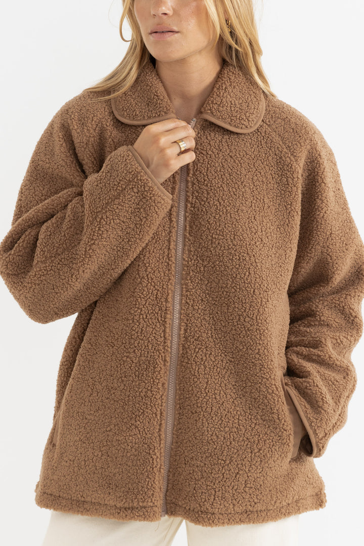 snowy sherpa jacket-oak