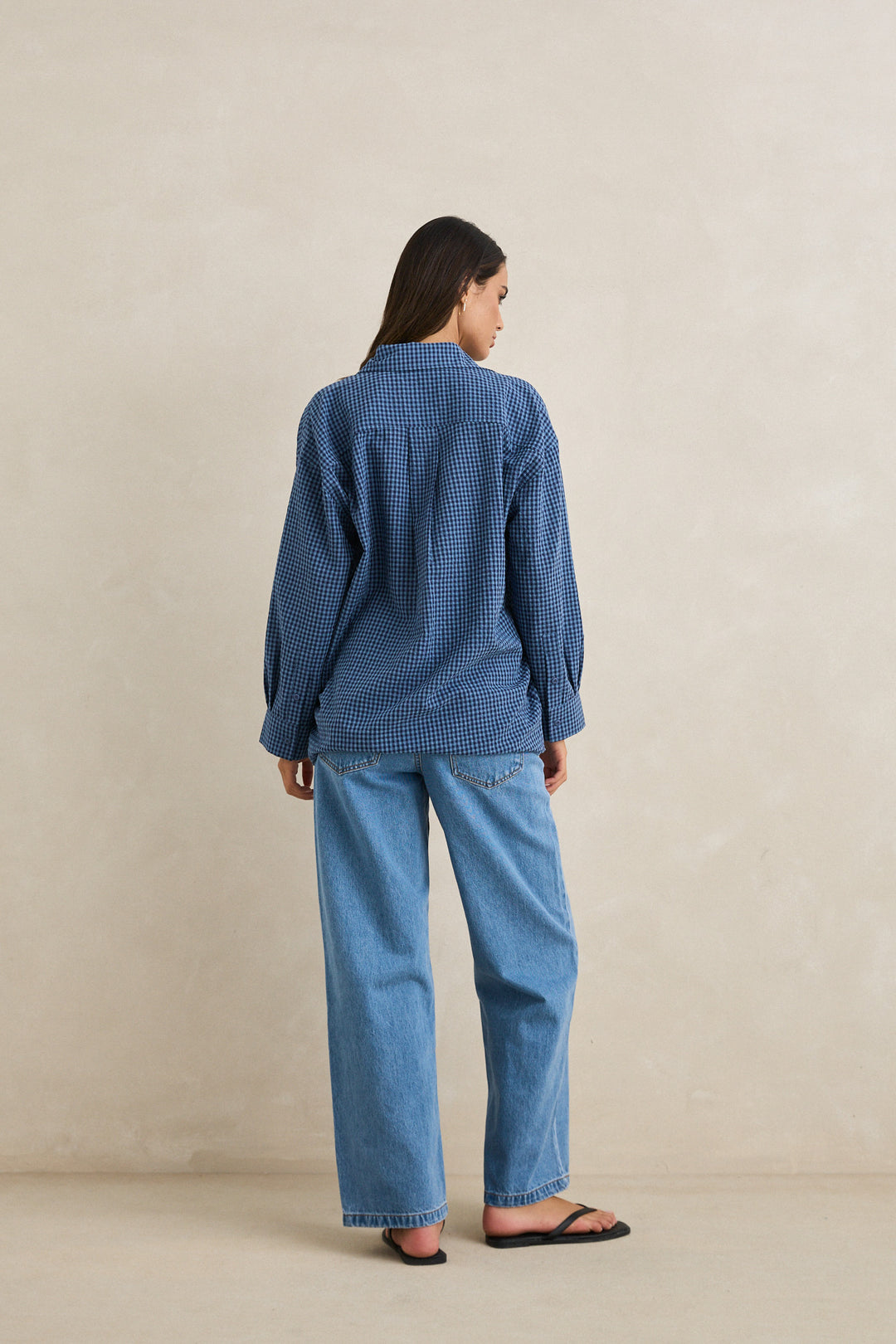 serene oversized long sleeve shirt-indigo