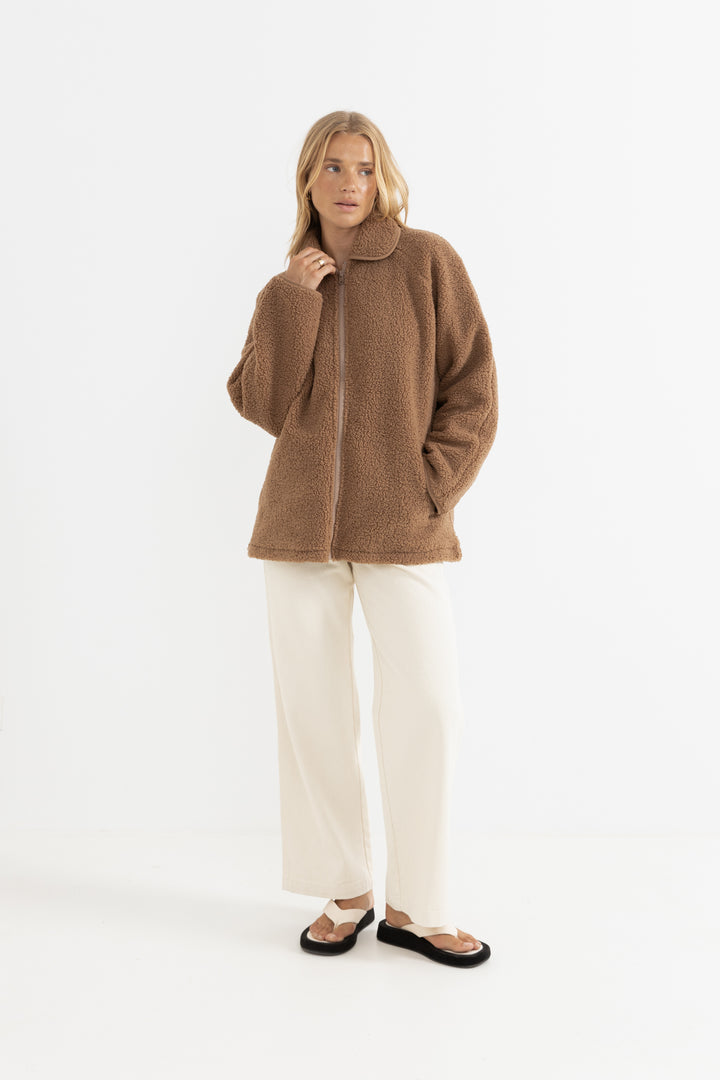 snowy sherpa jacket-oak