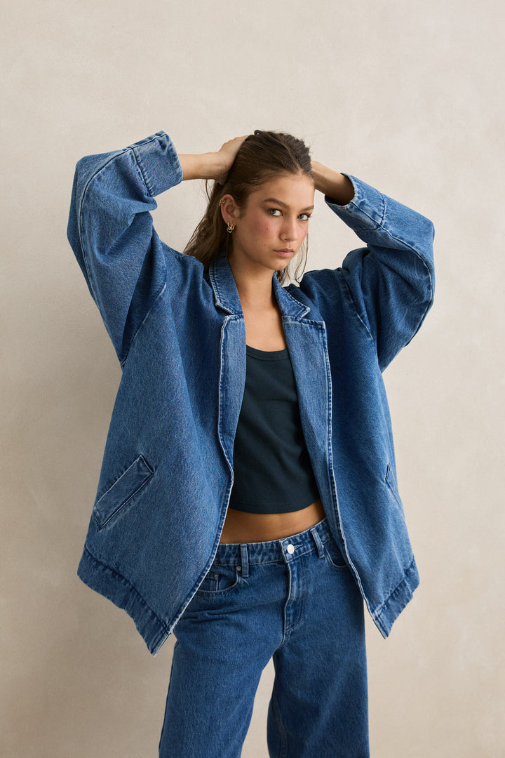 shoreline denim blazer-indigo