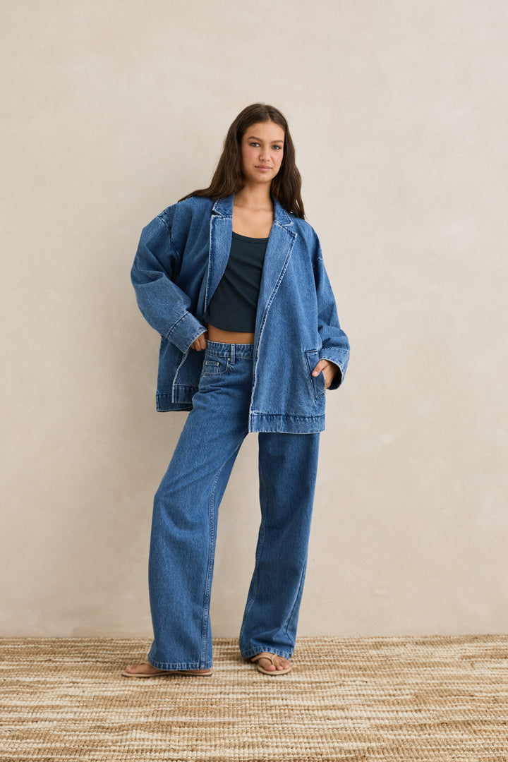 shoreline denim blazer-indigo