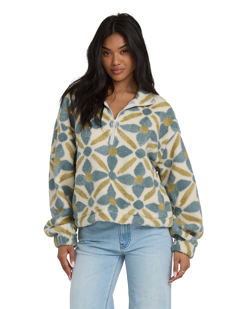 ALL THE TIME SHERPA 1/2 ZIP-MASON BLUE