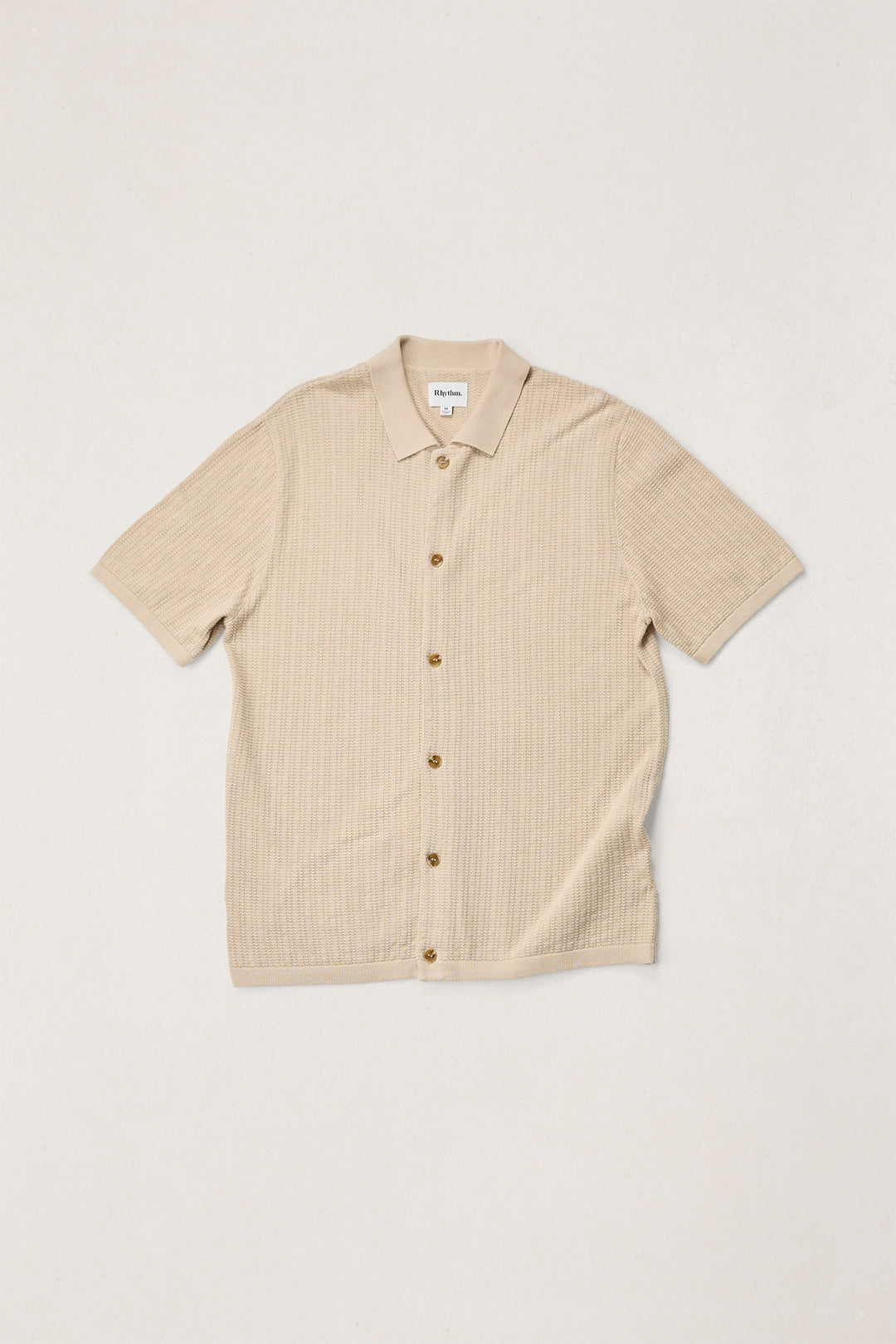 textured knit ss shirt-stone