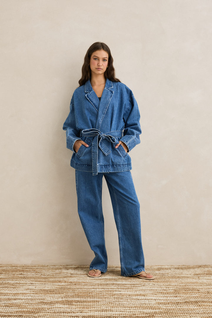 shoreline denim blazer-indigo