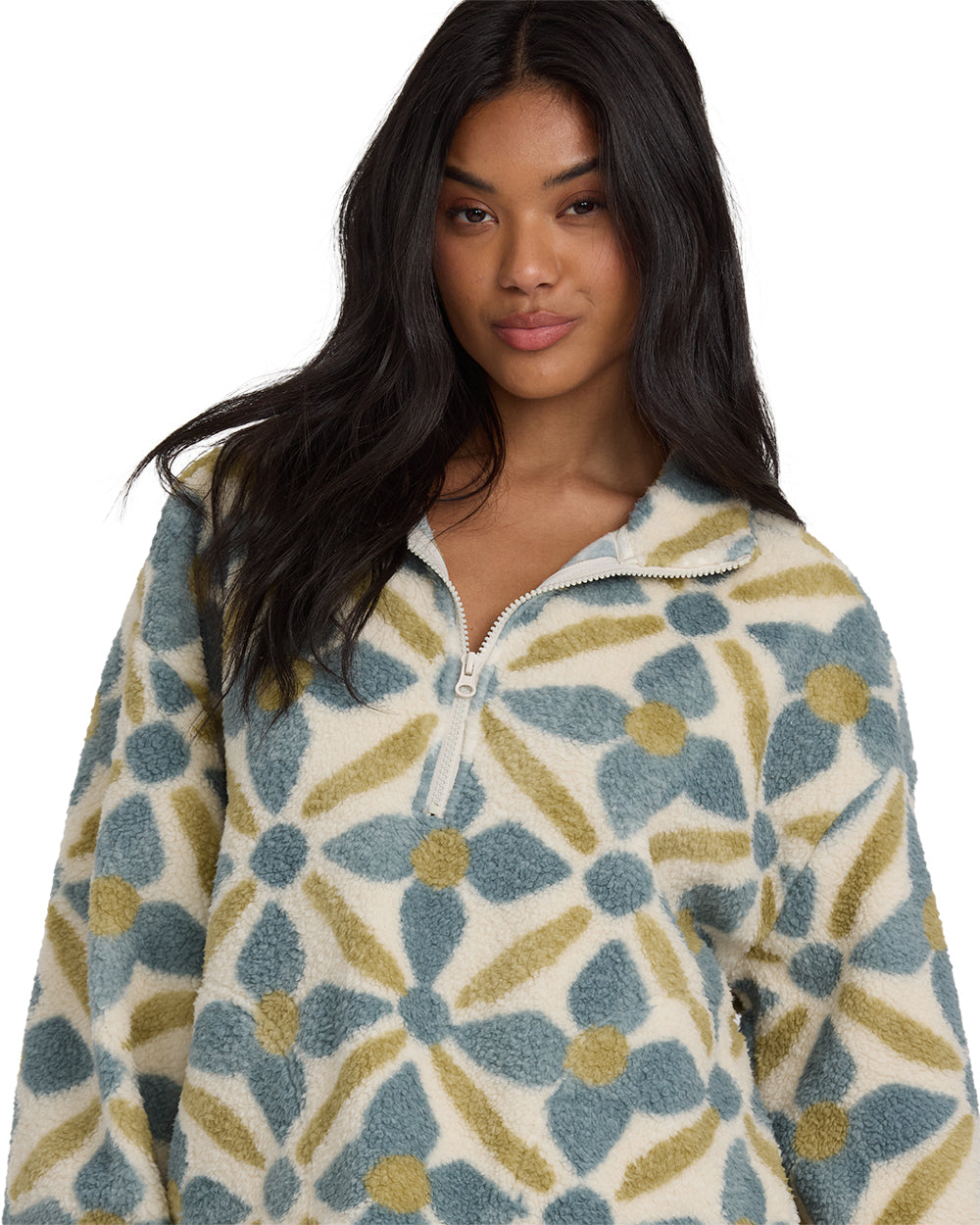 ALL THE TIME SHERPA 1/2 ZIP-MASON BLUE