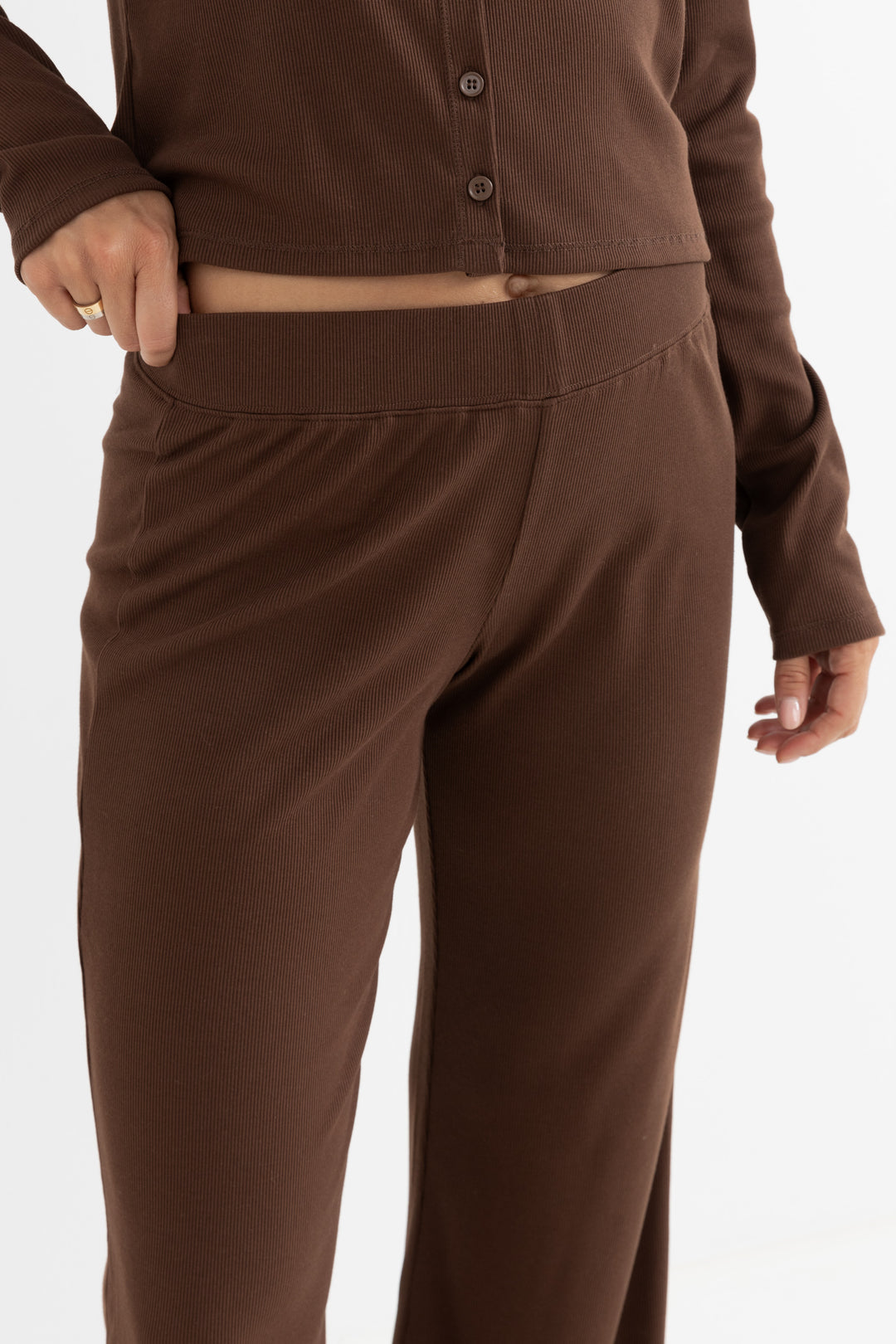 jessie wide leg leisure pant-chocolate