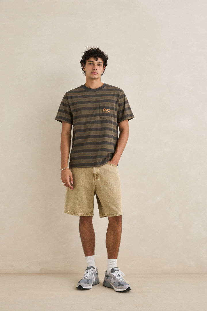 vintage jacquard stripe ss t-shirt-olive