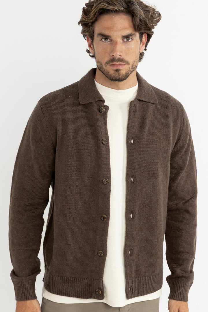 mohair button up knit-chocolate
