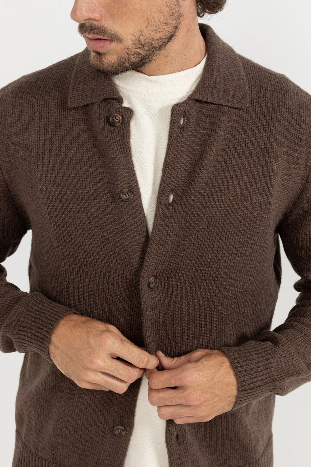 mohair button up knit-chocolate