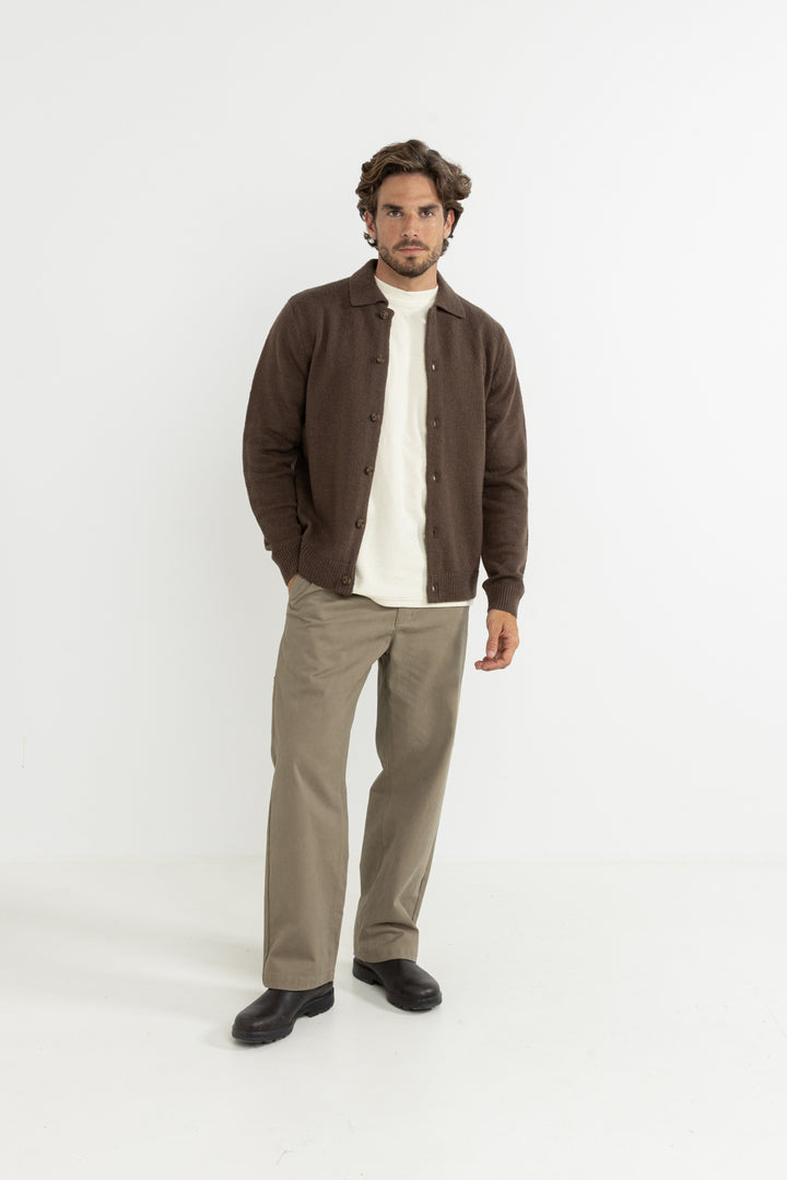 mohair button up knit-chocolate