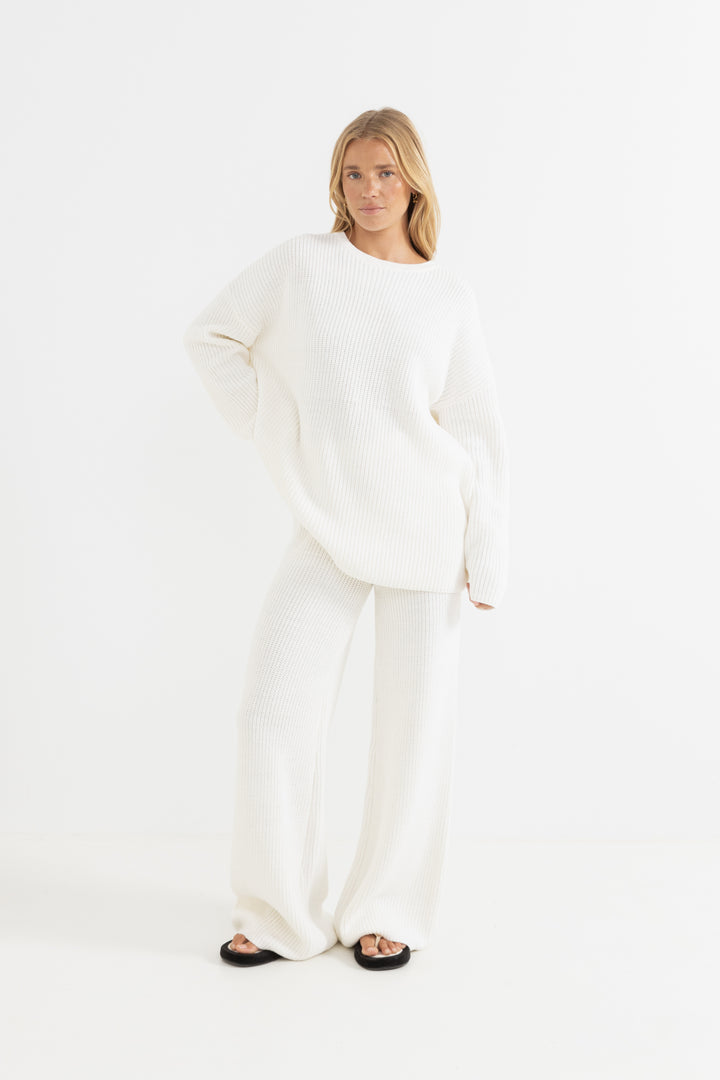 essential knit pant-white