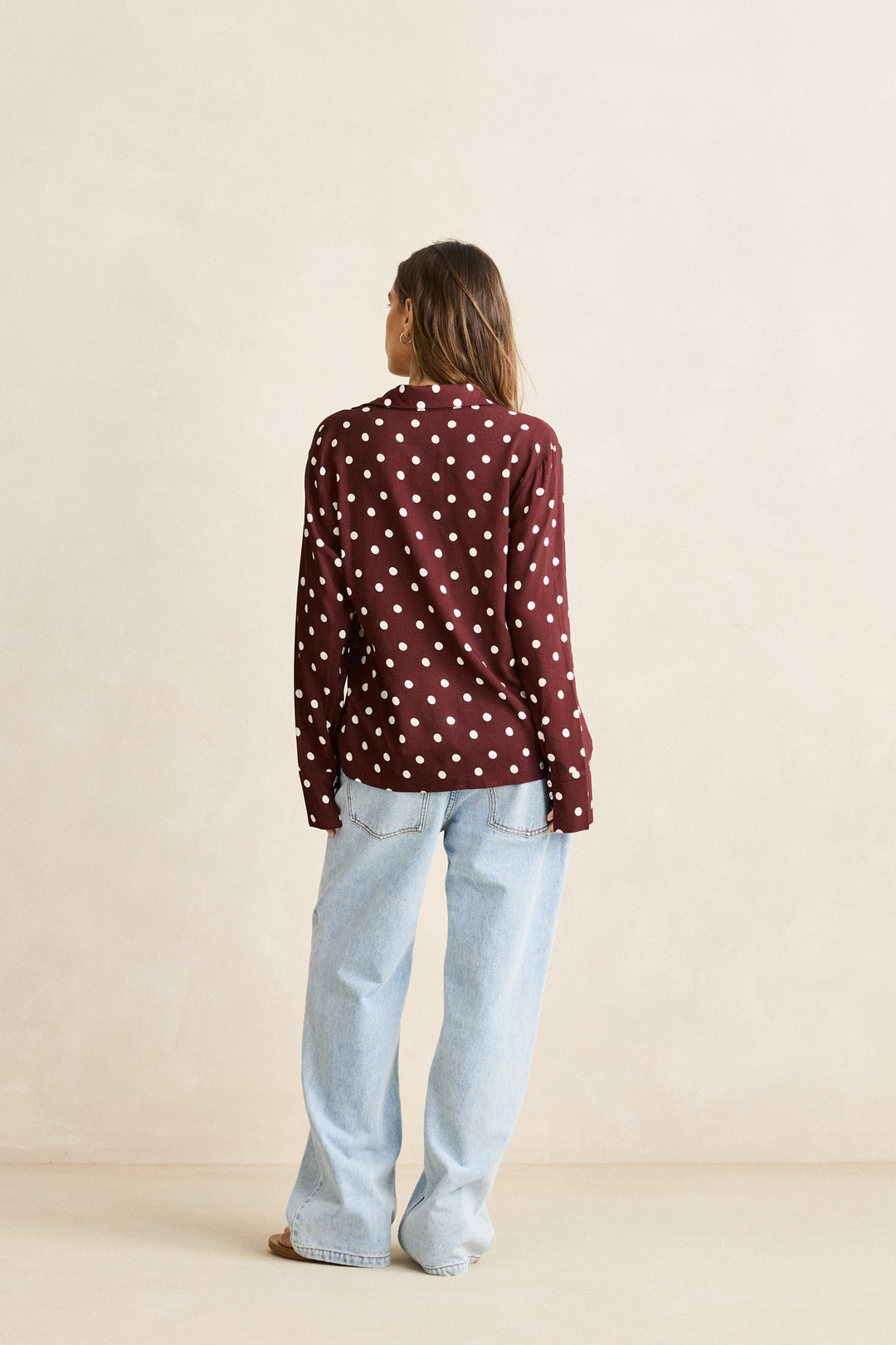 polka dot tie front shirt-cafe
