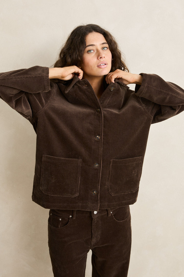 luca cord shacket-chocolate