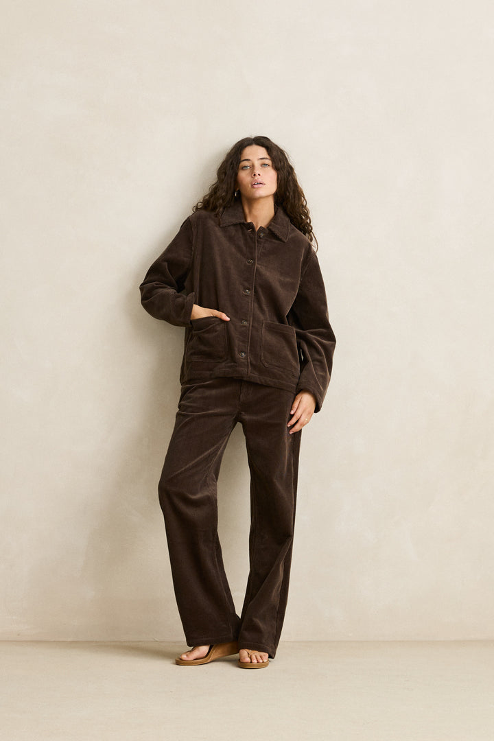 luca cord shacket-chocolate