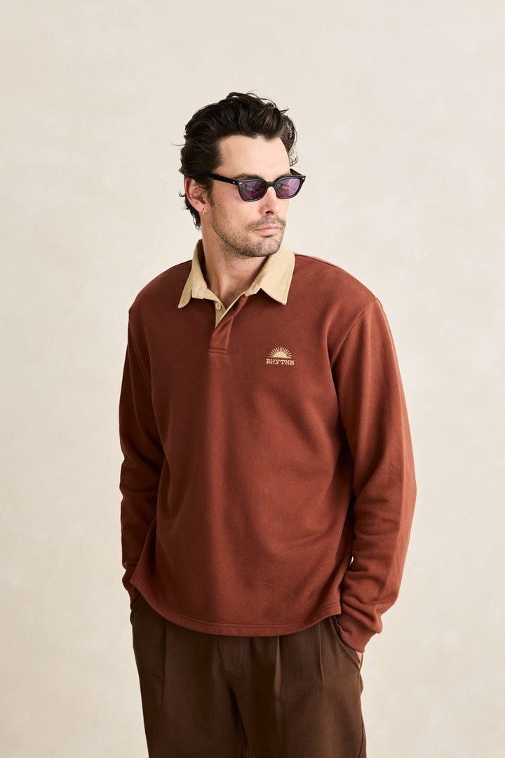 heritage bloom rugby polo-bark