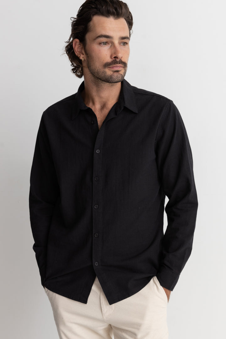 classic linen ls shirt-vintage black