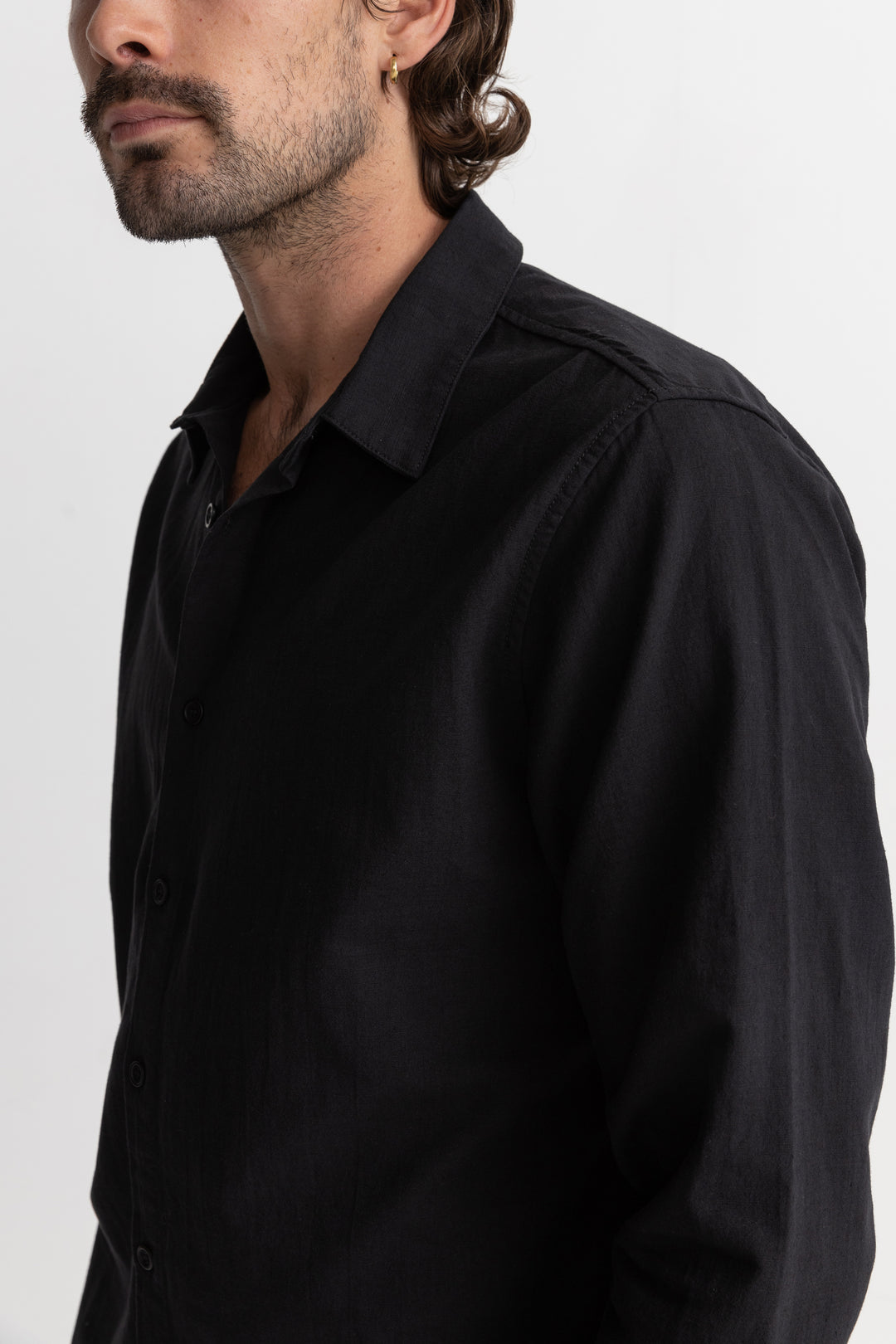 classic linen ls shirt-vintage black