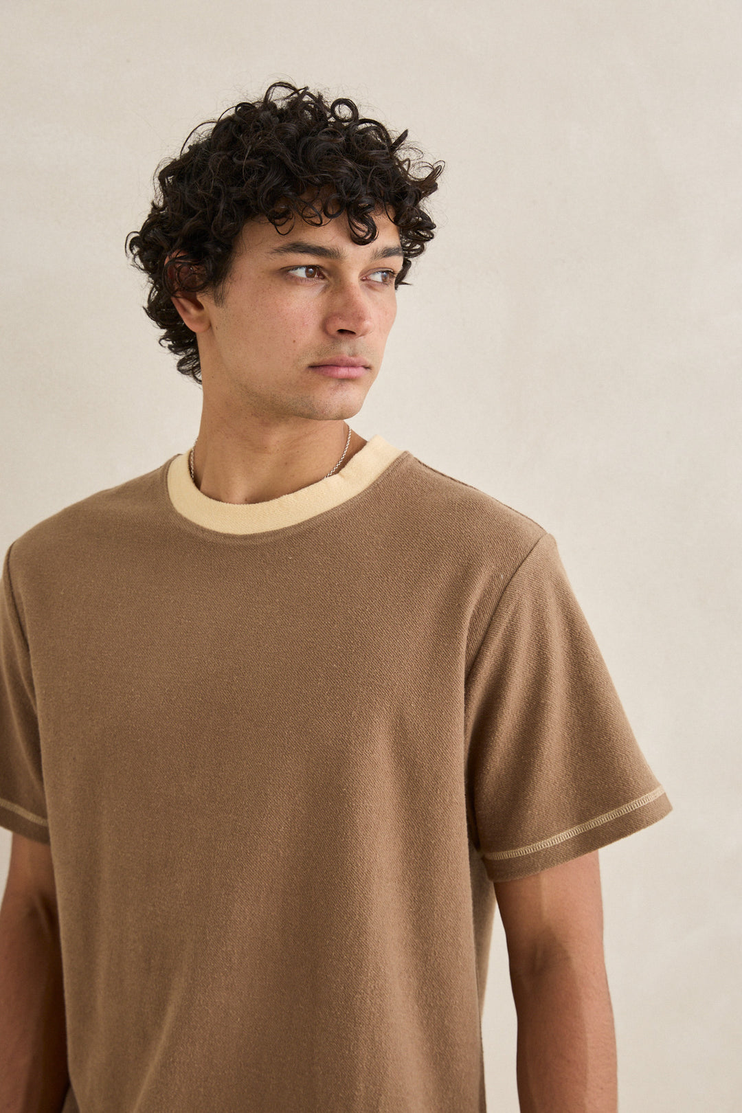 contrast vintage terry ss t-shirt-latte