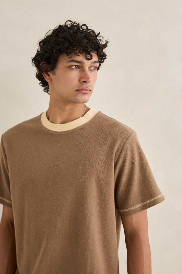 contrast vintage terry ss t-shirt-latte