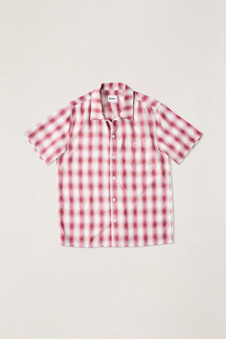 shadow check ss shirt-vintage red