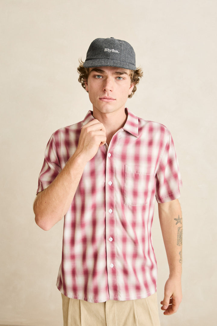 shadow check ss shirt-vintage red